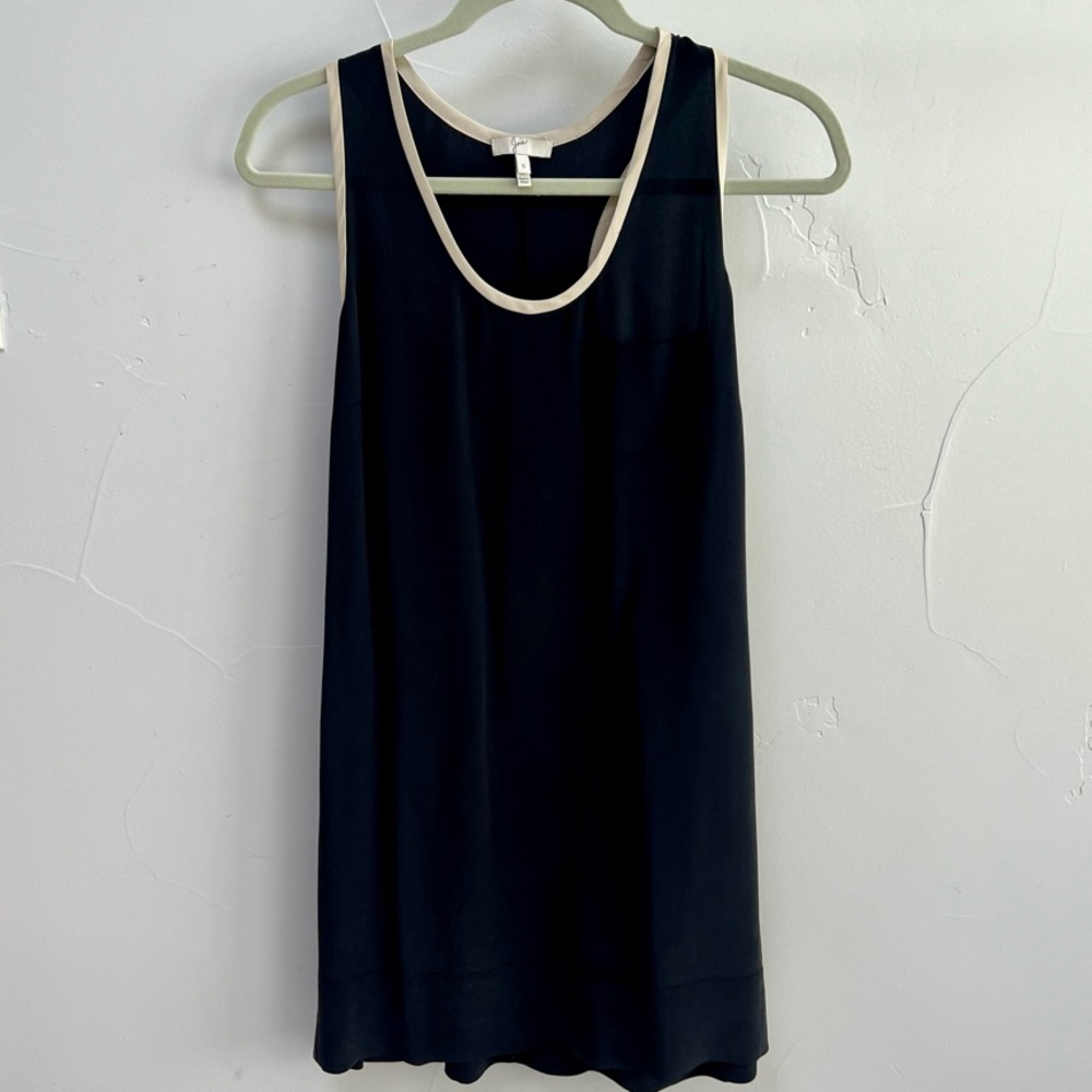 Joie Peri Black Sleeveless Dress with Cream Trim